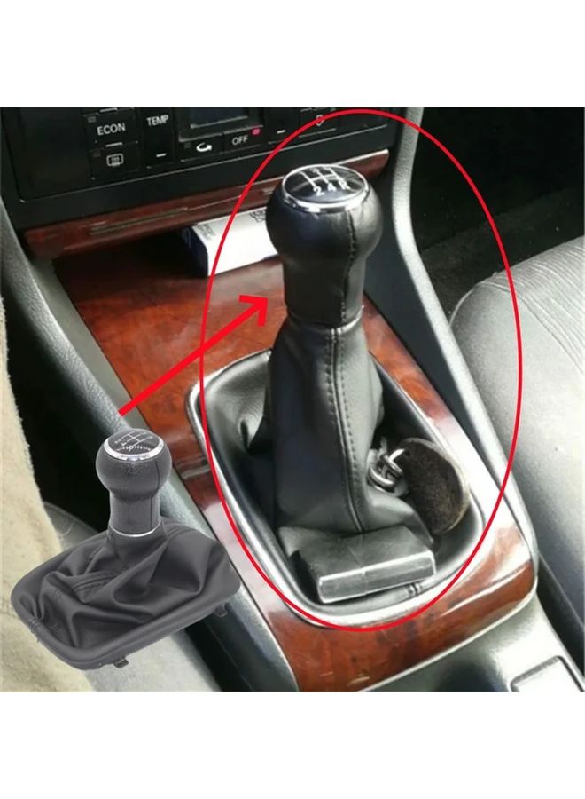 5 Speed Faux Leather Gear Shift Knob Head Cover Replacement For Car Interior - Image 4