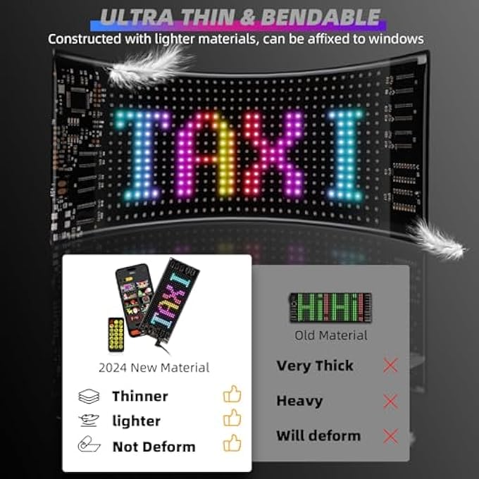 KASTWAVE Led Signs For Car Smarter App Control Upgraded Lamp Beads 7X3 Flexible Led Matrix Panel 50 Bluetooth Control Usb 5V Diy Programmable Led Sign For Taxi Car Accessories - Image 4