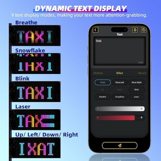 KASTWAVE Led Signs For Car Smarter App Control Upgraded Lamp Beads 7X3 Flexible Led Matrix Panel 50 Bluetooth Control Usb 5V Diy Programmable Led Sign For Taxi Car Accessories - Image 3