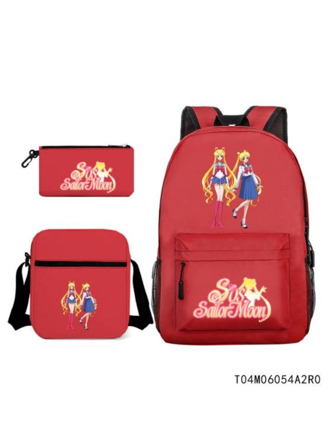 Exquisite animation-style backpack three-piece set, full of design, super storage to help travel - 122 - Image 1