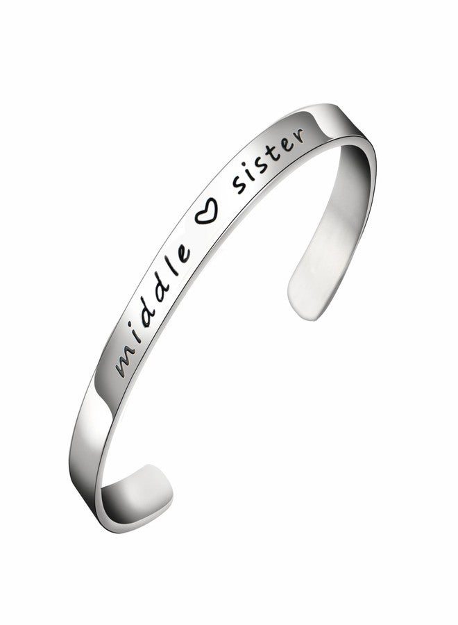 BESPMOSP Stainless Steel Sisters Cuff Bangle - 3PC Big Middle Little Sis - Adjustable, Unique Gift for Women & Girls - Image 3
