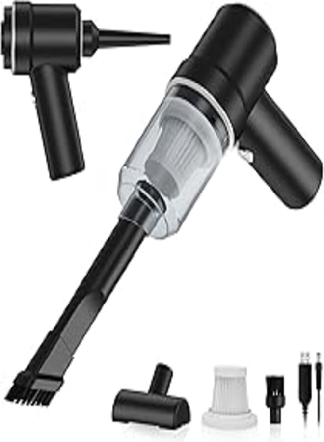 SHLNLI Cordless Handheld Vacuum, Car Vacuum Cleaner, Mini Hand Held Vacuuming Portable Rechargeable 2 in 1 Sucking Blowing for Home Office and Car 