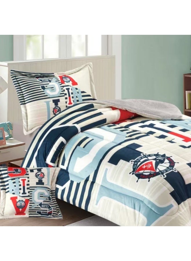 SMART HOME Luxurious 4-piece winter children's bedspread set, double-sided velvet and soft faux fur, with a modern and comfortable design – a warm bedspread set suitable for boys' and girls' rooms – a luxurious winter bedspread for home or as a gift – size 170×230 cm (bedspread with filling) - Image 2