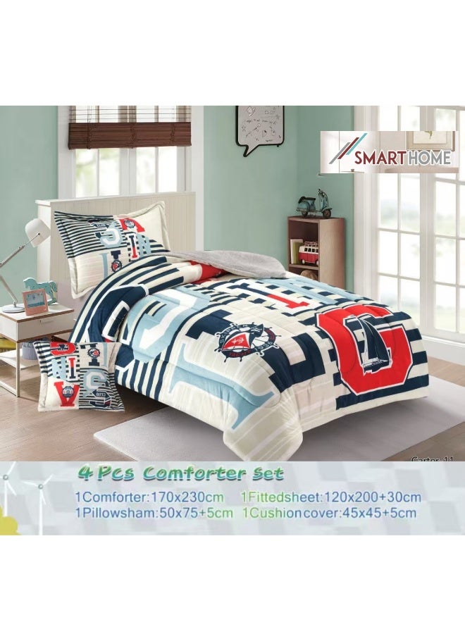 SMART HOME Luxurious 4-piece winter children's bedspread set, double-sided velvet and soft faux fur, with a modern and comfortable design – a warm bedspread set suitable for boys' and girls' rooms – a luxurious winter bedspread for home or as a gift – size 170×230 cm (bedspread with filling) - Image 3