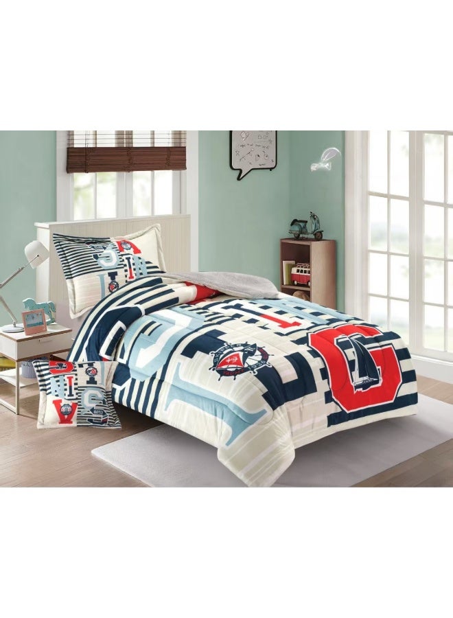 SMART HOME Luxurious 4-piece winter children's bedspread set, double-sided velvet and soft faux fur, with a modern and comfortable design – a warm bedspread set suitable for boys' and girls' rooms – a luxurious winter bedspread for home or as a gift – size 170×230 cm (bedspread with filling) - Image 1