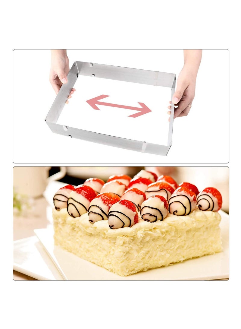 SYOSI Adjustable Mousse Mold Stainless Steel Rectangular Mousse Rings Rectangular Stainless Steel Square Ring Cake Ring Patisserie Adjustable Baking Mould Cake Cutter Baking Frame - Image 2