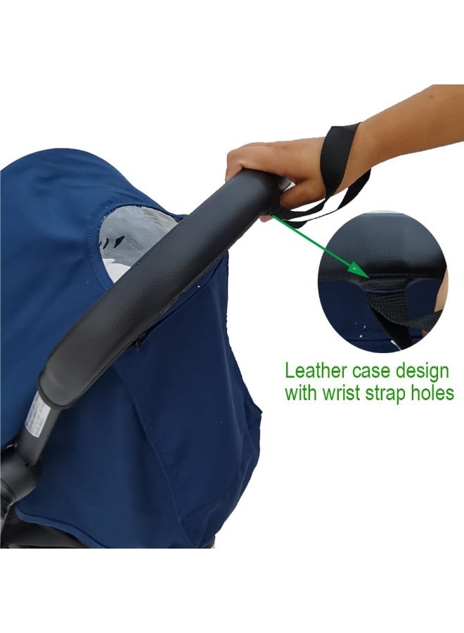 Baby Stroller Handle PU Leather Cover, Pram Handle Protective Cover, Stroller Accessories Compatible with , with Wrist Strap Hole - Image 3