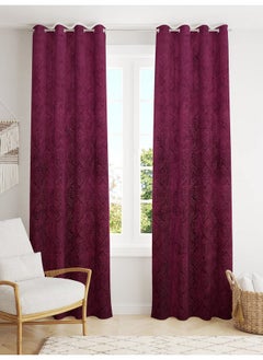 Homefab India Homefab India 2 Piece Velvet Long Door Curtains - 9 feet, Wine  - Image 2