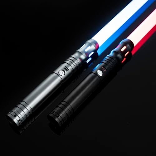 CUSTOM SABER 2 Pack Light Saber 4 Sound Fonts Smooth Swing Light Saber 12 Colors Changing with Volume Adjustable Support Heavy Dueling Light Sabers for Gift Pretend Play Tools - Image 1