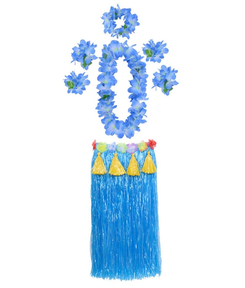 Hawaiian grass skirt and seaweed dance outfit set - Image 2