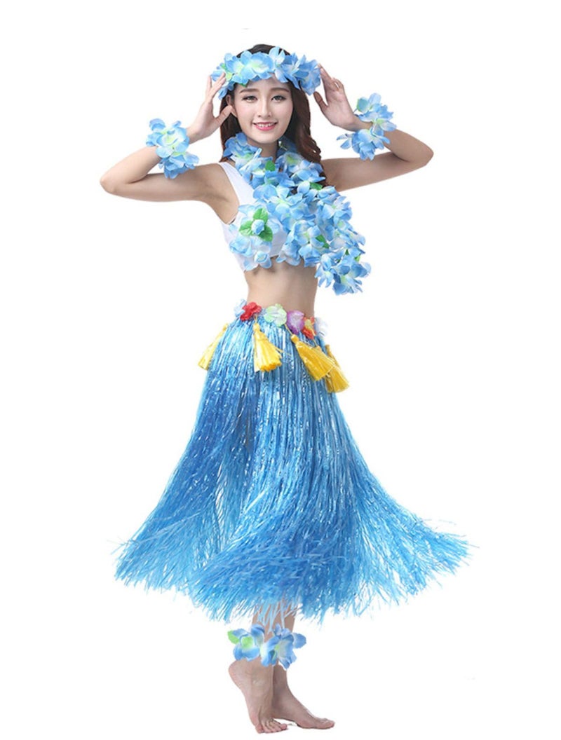 Hawaiian grass skirt and seaweed dance outfit set - Image 1