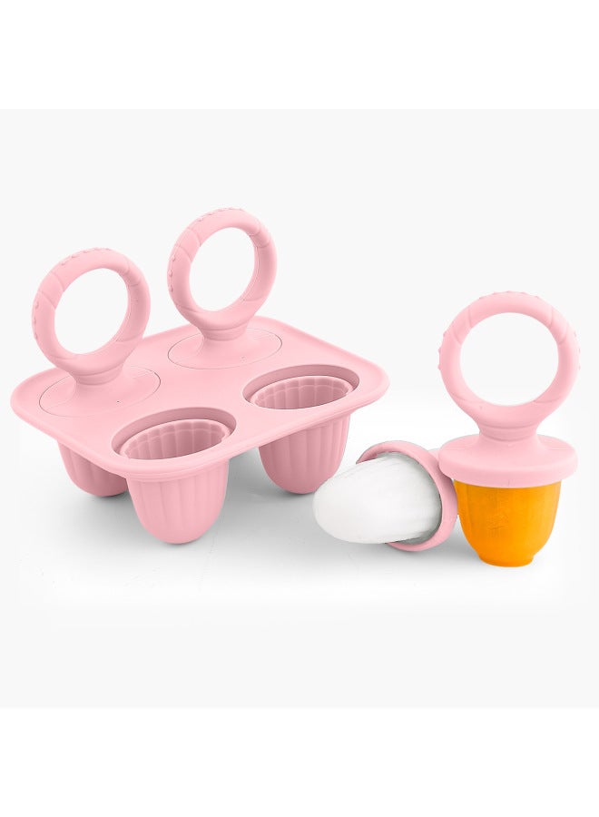 Baby Molar Popsicle Ice Cream Mold Making Popsicle Ice Cream Food Grade Silicone Special Mold Homemade Ice Cream-Specifications:Type B (light Pink)-chassis + Round Handle-color:Teething Popsicle Mold  - Image 1