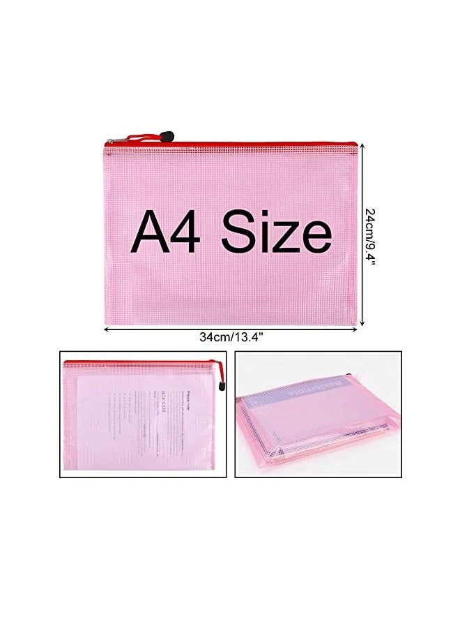NIIMBOT 15 Pcs Mesh Zipper File Bags Mesh Zipper Pouch,  File Folders, Waterproof Zipper Bags, 5 Colors A4 Size Plastic Document Pouch for Travel Storage, School Supplies, Office Appliances  - Image 4