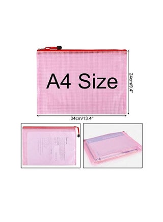 15 Pcs A4 Mesh Zipper File Bags Mesh Zipper Pouch,  File Folders, Waterproof Zipper Bags, 5 Colors 34 x 24 cm A4 Size Plastic Document Pouch for Travel Storage, School Supplies, Office Appliances - view 2