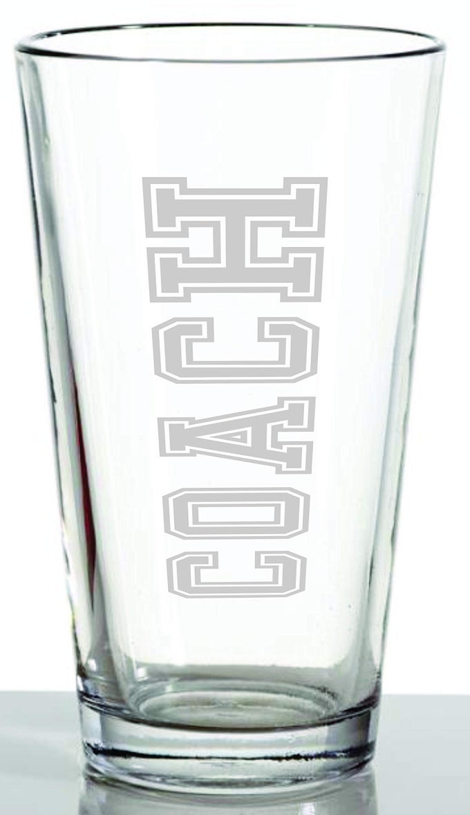 COACH PUB BEER PINT GLASS SAY THANKS TO COACHES WITH A PRESENT THEY CAN USE THIS CLASSIC GLASS IS PERFECT FOR MEN OR WOMEN DISPLAY THE TITLE WITH PRIDE NO MATTER WHAT THE SPORT