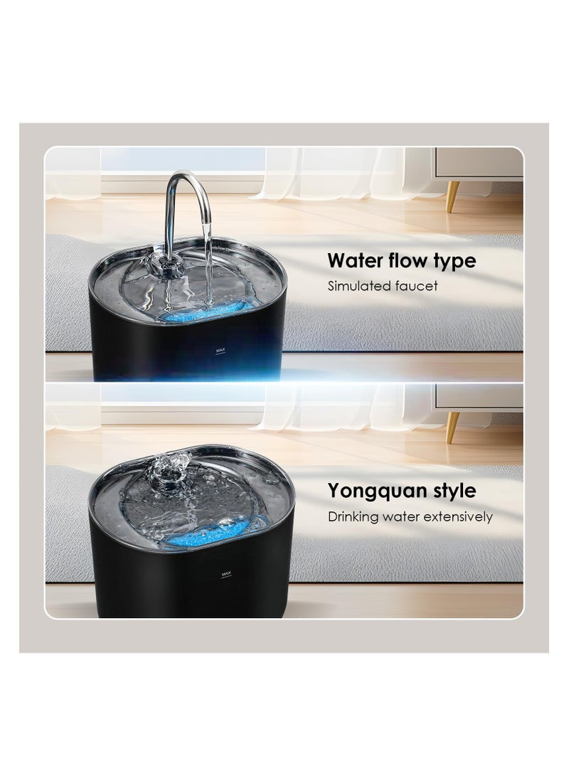 Automatic Pet Water Fountain, Automatic Cat Water Fountain Dog Water Dispenser, Auto Watering Dish Supplies, Easy Cleaning Animal Machine, Quiet Pump Inside Water Fountain for Cats (Black, Medium) - Image 2