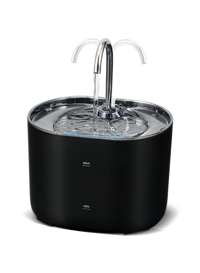Automatic Pet Water Fountain, Automatic Cat Water Fountain Dog Water Dispenser, Auto Watering Dish Supplies, Easy Cleaning Animal Machine, Quiet Pump Inside Water Fountain for Cats (Black, Medium) - Image 1