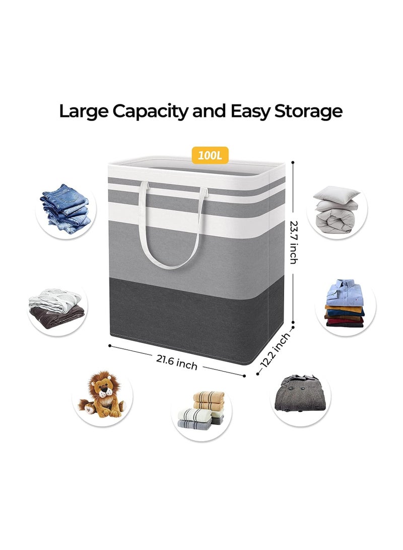 DUNISO 2-piece Laundry Basket Foldable, Large Laundry Bag,Hamper with Carry Handles,Storage Basket Hamper for Toys Clothes Bedroom  - Image 3