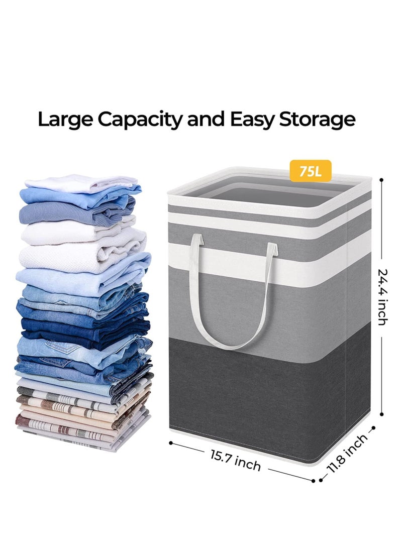 DUNISO 2-piece Laundry Basket Foldable, Large Laundry Bag,Hamper with Carry Handles,Storage Basket Hamper for Toys Clothes Bedroom  - Image 2