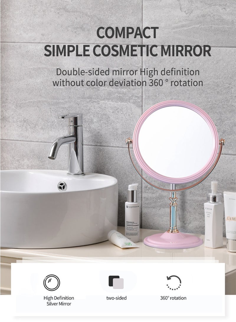 بيروي مرآة ماكياج على الوجهين 6 بوصة، مرآة ماكياج على الوجهين، دوارة 360 درجة، قاعدة قابلة للإزالة، مرآة منضدية محمولة باليد مع حامل مرآة حلاقة للحمام - Image 2