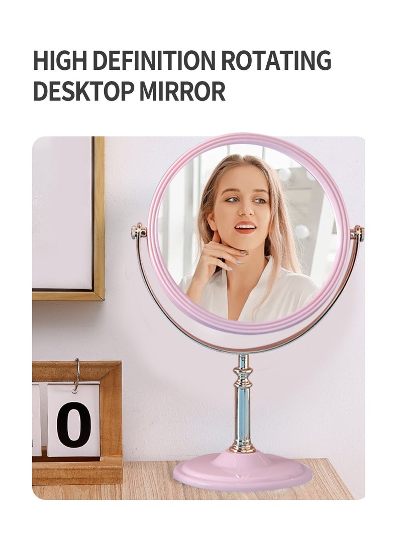 بيروي مرآة ماكياج على الوجهين 6 بوصة، مرآة ماكياج على الوجهين، دوارة 360 درجة، قاعدة قابلة للإزالة، مرآة منضدية محمولة باليد مع حامل مرآة حلاقة للحمام - Image 5