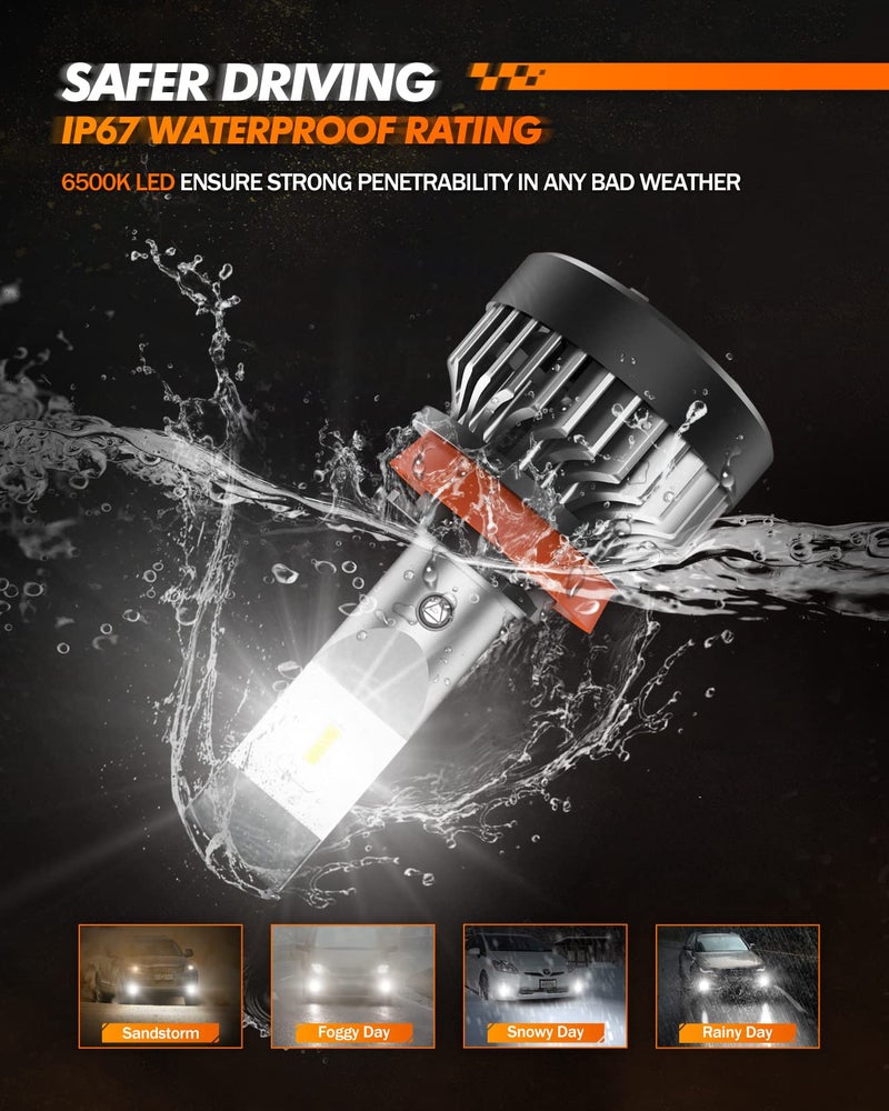 SEALIGHT H11 LED Fog Light Bulbs, 10000LM Strong Penetration H11 H8 H16 Fog Lights LED Bulbs Upgrade, 1:1 Size 6500K Cool White Fog Lights for Trucks Cars, Pack of 2 - Image 3