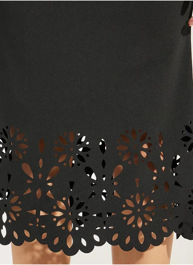 Styli Fit & Flare Skirt with Cutwork Hem