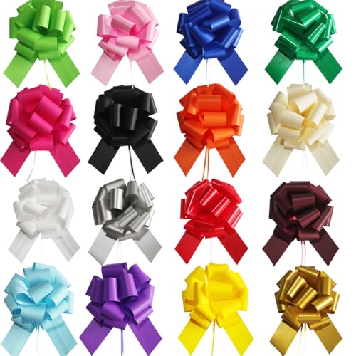 LHMTFCYY 16 Pcs Pull Bows for Gift Wrapping,6 Inch Gift Bows for Presents,Birthday,Anniversary,Party,Christmas,Wreath,Holiday Celebration Gift Decoration (16Pcs Mixed Color) - Image 1