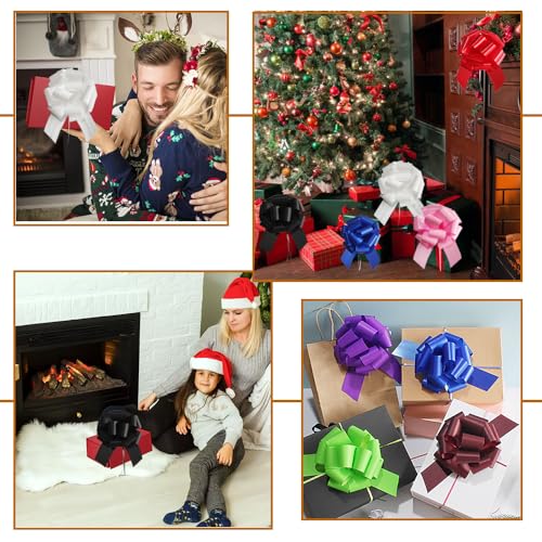 LHMTFCYY 16 Pcs Pull Bows for Gift Wrapping,6 Inch Gift Bows for Presents,Birthday,Anniversary,Party,Christmas,Wreath,Holiday Celebration Gift Decoration (16Pcs Mixed Color) - Image 4