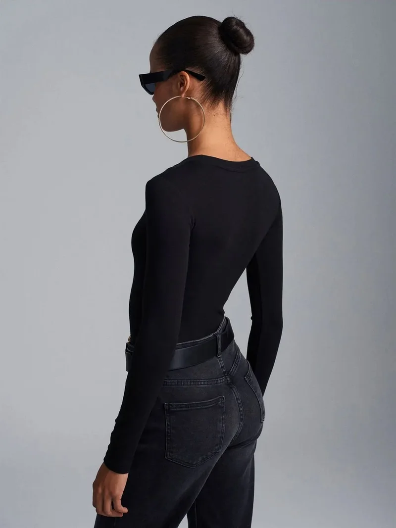 Dilvin Dilvin Slim Fit Crew Neck Jersey Bodysuit