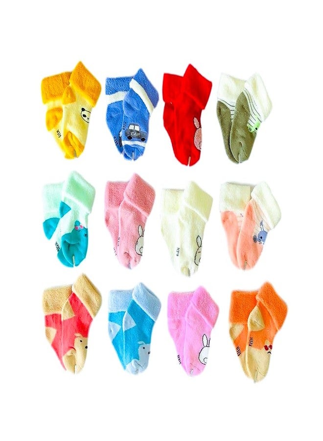 CUTEABLY جوارب شتوية دافئة للأطفال حديثي الولادة من البنات، مقاس 0-1 سنة، ألوان متنوعة، عبوة من 4 قطع - Image 1