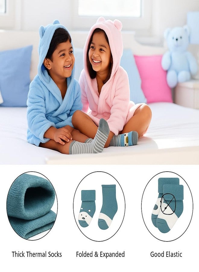 CUTEABLY جوارب شتوية دافئة للأطفال حديثي الولادة من البنات، مقاس 0-1 سنة، ألوان متنوعة، عبوة من 4 قطع - Image 4