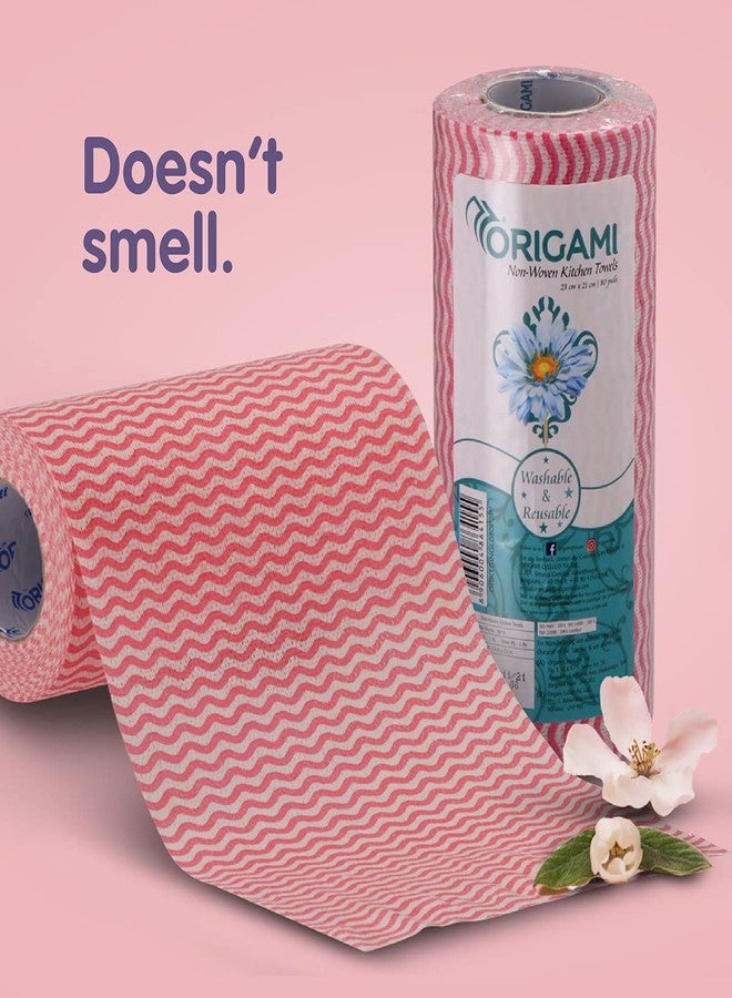 Origami Non Woven Reusable & Washable Kitchen Towel Roll | Ultra Absorbent, Antimicrobial & Anti Odour Wipes for Spotless Cleaning | Quick Dry Multi Purpose Tissues (80 Wipes Per Roll, 160 Sheets) - Image 3