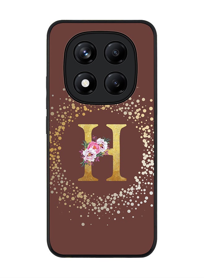 Stylizedd For Xiaomi Redmi Note 14 Pro+ 5G 5G Case,Slim fit Camera Protection, Shockproof Thin Phone cover  - Custom Monogram Floral - H  (Brown ) - Image 1