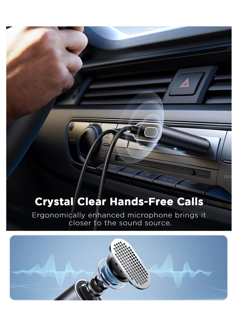 SYOSI Bluetooth 5.3 Receiver HiFi Deep Bass Sound AUX Adapter for Car 3.5mm Jack Kit with Built in Microphone Input Home Stereo Wired Headphones Hands Free Call Dual Connection - Image 2