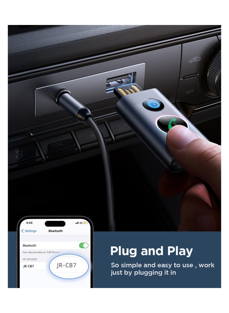 SYOSI Bluetooth 5.3 Receiver HiFi Deep Bass Sound AUX Adapter for Car 3.5mm Jack Kit with Built in Microphone Input Home Stereo Wired Headphones Hands Free Call Dual Connection - Image 5