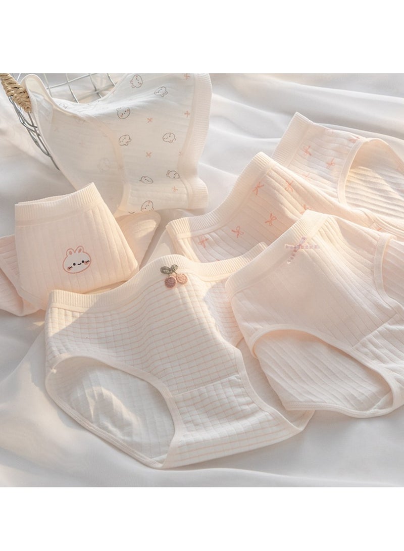 مجموعة من 5 ملابس داخلية قطنية أنيقة بخصر متوسط، ملابس داخلية مريحة وجيدة التهوية للفتيات - Image 2