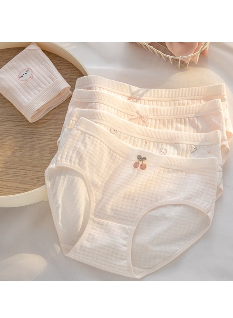 مجموعة من 5 ملابس داخلية قطنية أنيقة بخصر متوسط، ملابس داخلية مريحة وجيدة التهوية للفتيات - Image 3