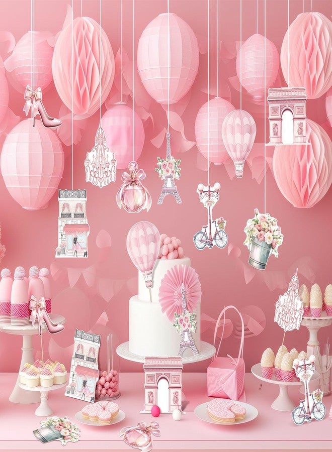 Vicenpal 9 Pack Paris Party Centerpiece Set Pink Eiffel Tower Table Topper Centerpiece Double Side Printed French Themed Party Decorations for Birthday Wedding Baby Shower Table Decor - Image 5