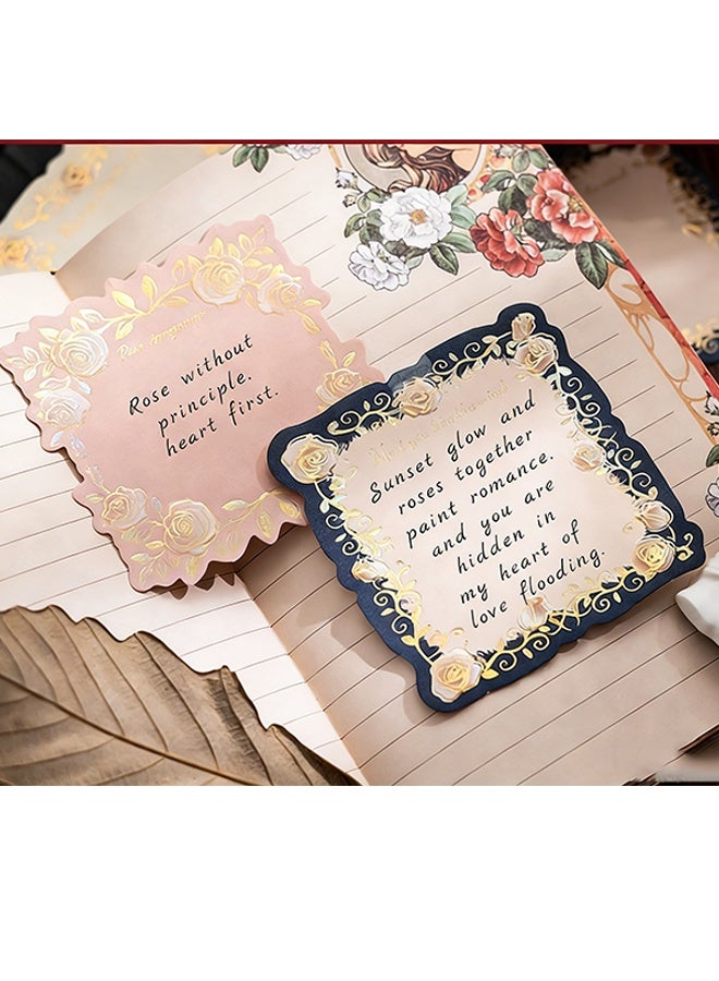 Happy D 45-piece rose embossed 3D gold-stamped handmade scrapbook paper set, embossed floral diary stationery kit, aesthetic decorative writing paper, vintage handmade cards, scrapbooks, and DIY gift-making materials, suitable for greeting cards - Image 4