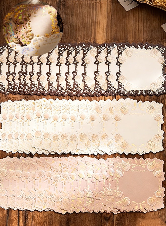 Happy D 45-piece rose embossed 3D gold-stamped handmade scrapbook paper set, embossed floral diary stationery kit, aesthetic decorative writing paper, vintage handmade cards, scrapbooks, and DIY gift-making materials, suitable for greeting cards - Image 1