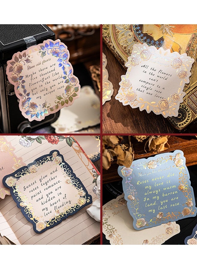 Happy D 45-piece rose embossed 3D gold-stamped handmade scrapbook paper set, embossed floral diary stationery kit, aesthetic decorative writing paper, vintage handmade cards, scrapbooks, and DIY gift-making materials, suitable for greeting cards - Image 3
