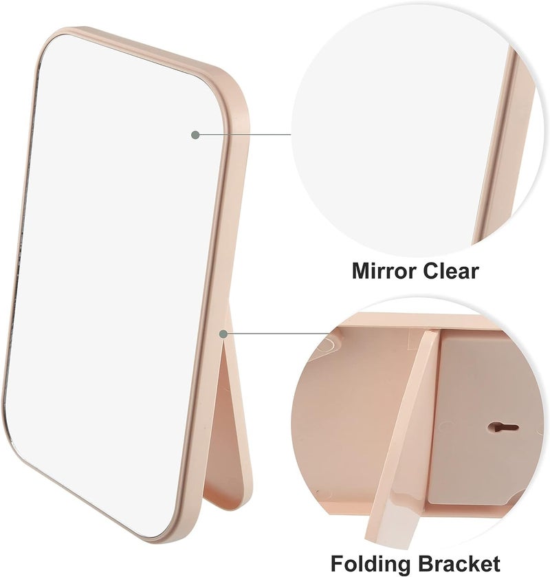 Mockery Desktop Foldable Makeup Mirror, Dressing Desk Bedroom HD Square Travel Portable Mirror for Girl Women (Pink, 5.7x4 INCH) - Image 3