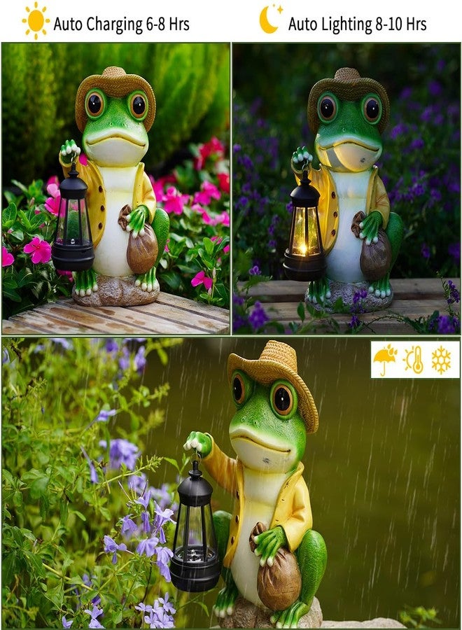 twinbling Decorative Frog Figurine with Lantern and Satchel, Green and Brown, 5 in - Image 4