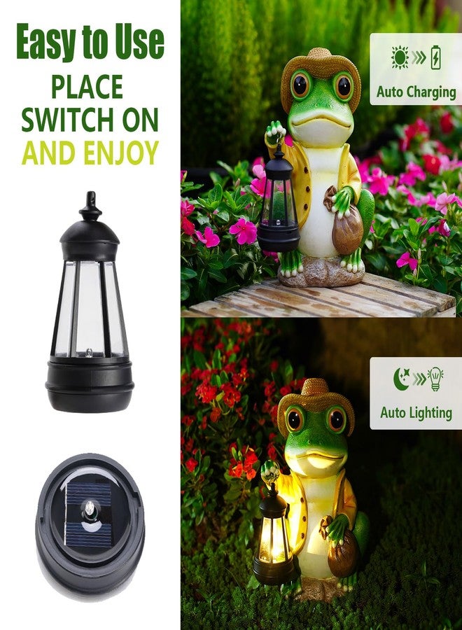 twinbling Decorative Frog Figurine with Lantern and Satchel, Green and Brown, 5 in - Image 3