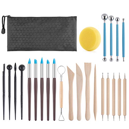 Luney Clay Tools Kit, 25 PCS Ceramics Polymer Clay Sculpting Pottery Tools Kit, Air Dry Clay Modeling Tools Set for Adults, Pottery Craft, Dotting, Baking, Carving, Drawing, Molding, Modeling, Shaping - Image 1