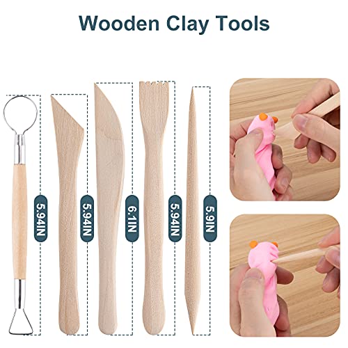 Luney Clay Tools Kit, 25 PCS Ceramics Polymer Clay Sculpting Pottery Tools Kit, Air Dry Clay Modeling Tools Set for Adults, Pottery Craft, Dotting, Baking, Carving, Drawing, Molding, Modeling, Shaping - Image 4