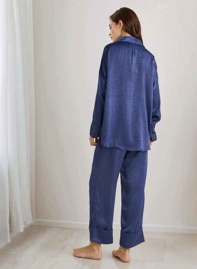 Splash FAV  Pyjama Set Collared Shirt & Trousers Polyester for Women | Best Price UAE