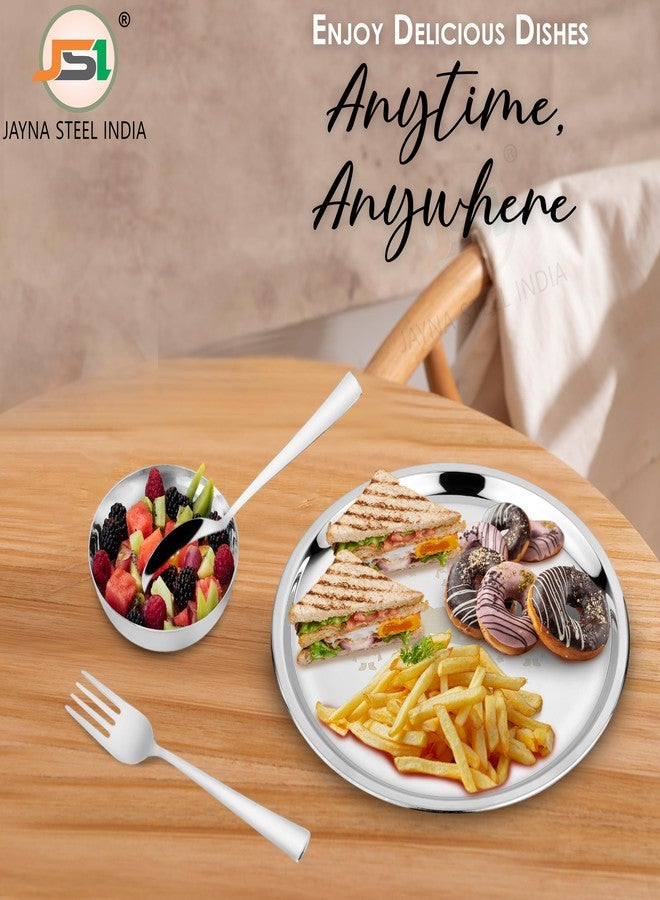 JSI Stainless Steel Dinner Set of 5 Pieces for Kids - 304 Grade SS Durable Lunch Thali Set - Permanent Laser Engraving - Attractive & Elegant Design - Food Safe & Smooth Edges Plate - Image 3