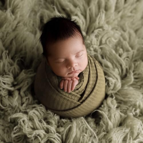 ForBaysy Newborn Photography Props for Baby Boys and Girls Newborn Wraps for Infant Baby Photoshoot Waffle Texture Knit Blanket - Image 3